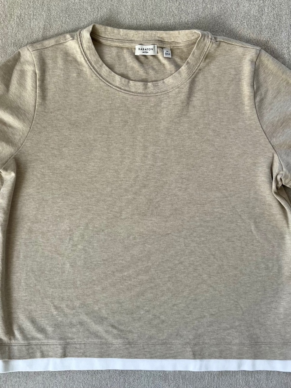 Babaton Aritzia Taupe Layered Short Sleeve Tee Size Medium